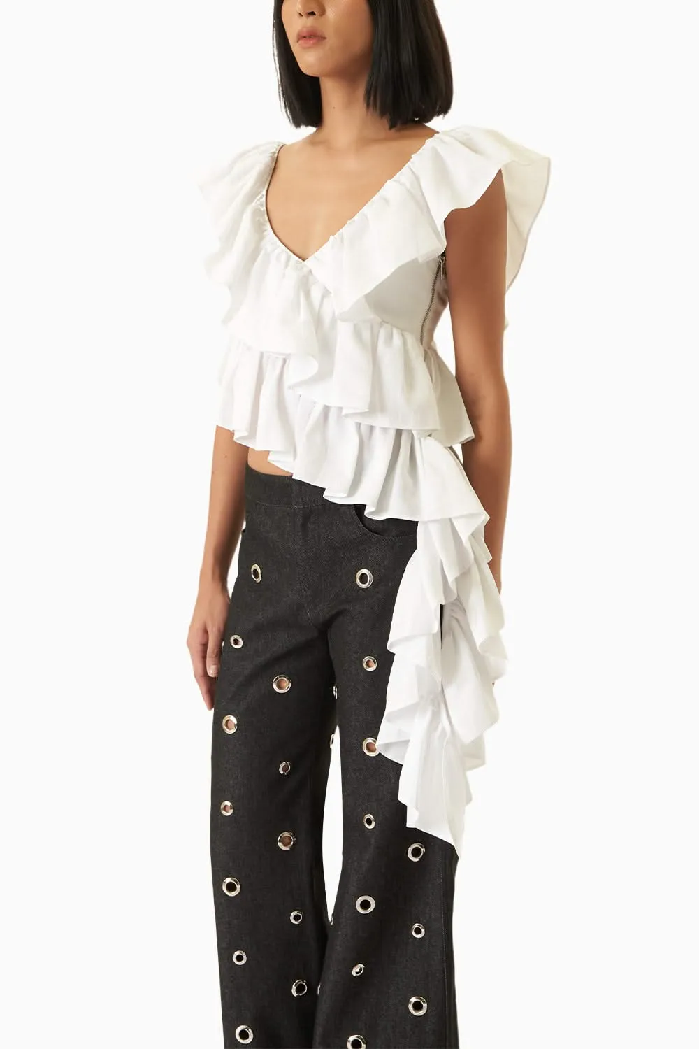 Flimsy Top with Silver Eyelet Pants