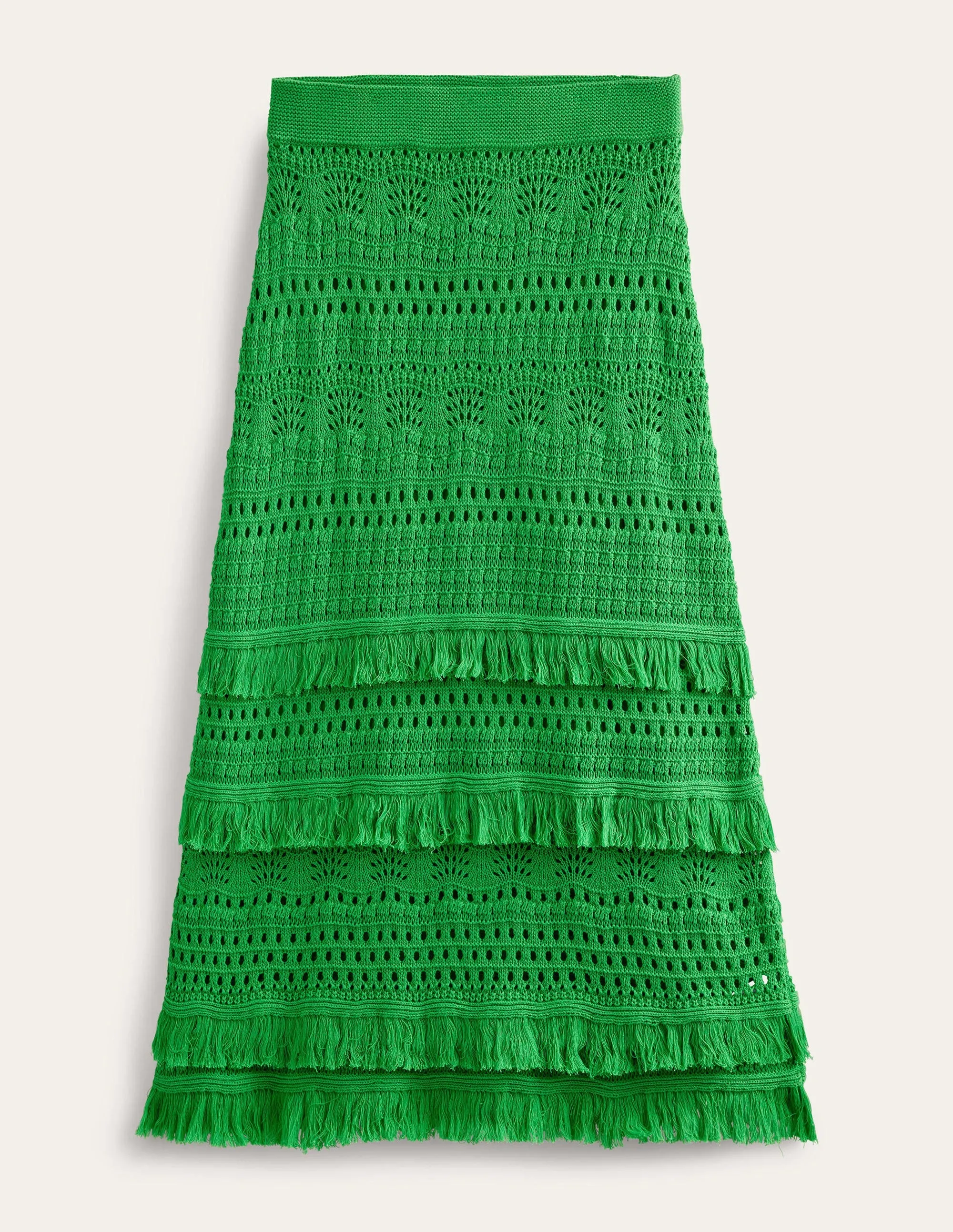Fringe Crochet Knitted Skirt-Bright Green