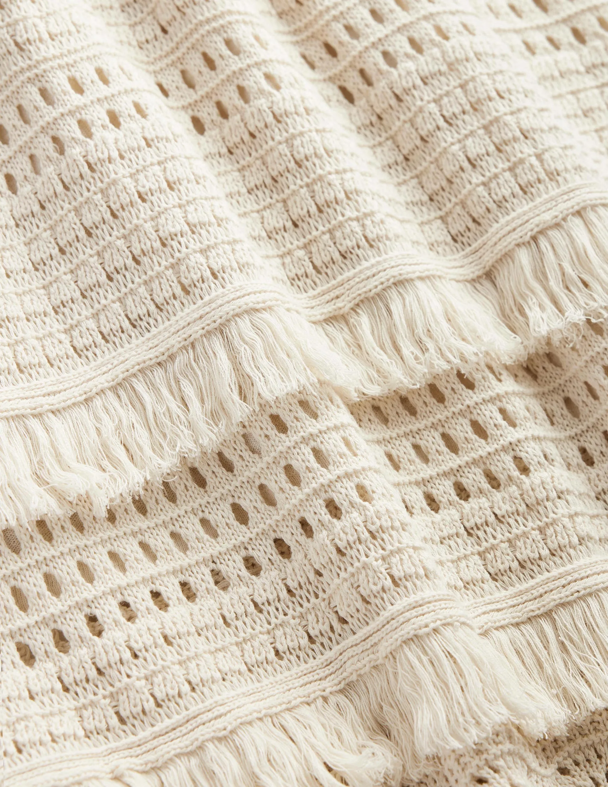 Fringe Crochet Knitted Skirt-Warm Ivory