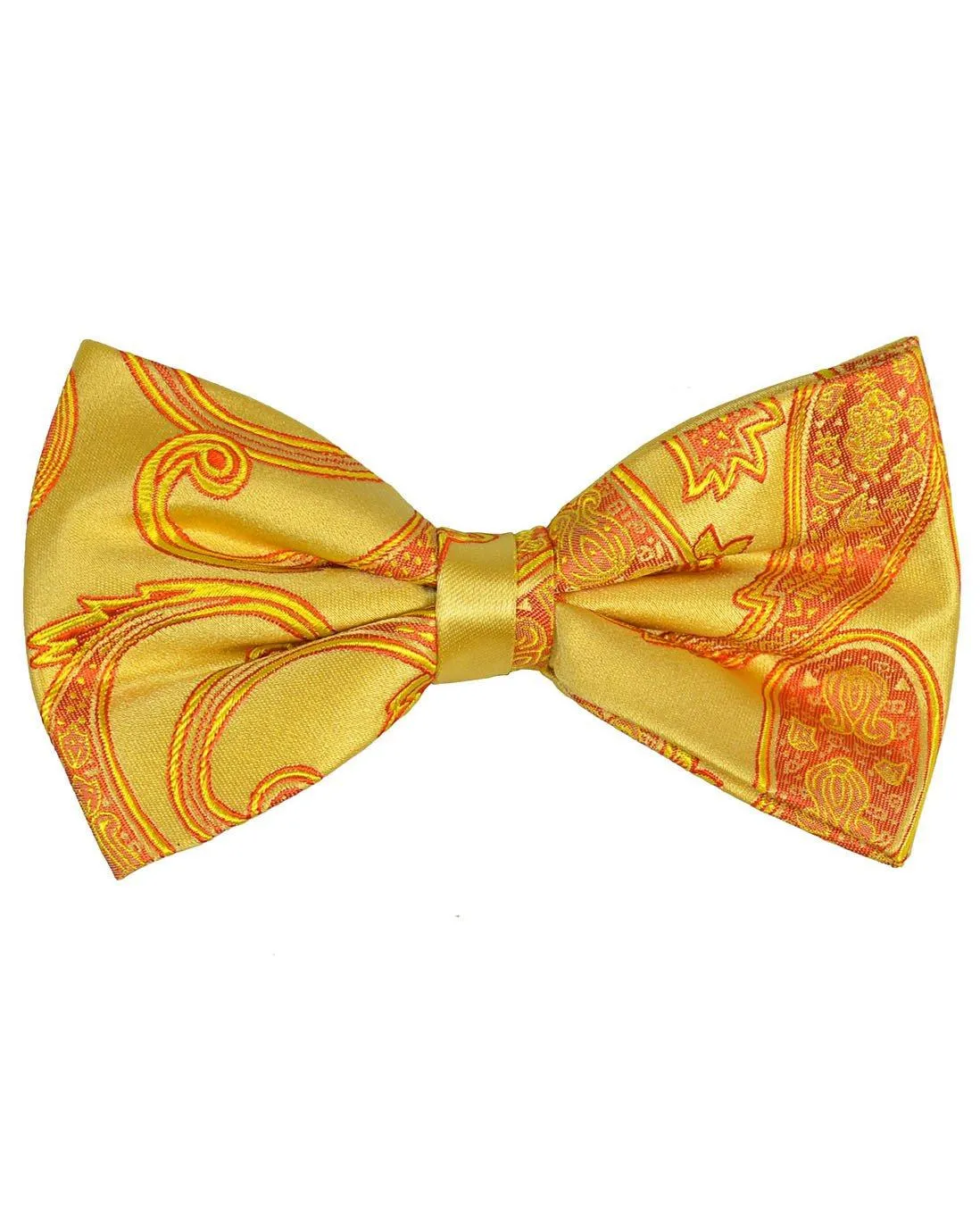 Gold Paisley Silk Bow Tie
