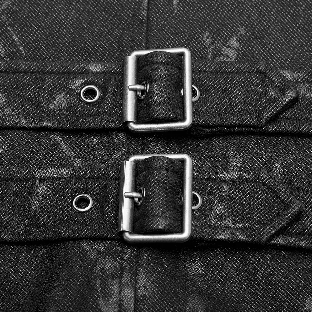 Gothic Style Men's Vest with Metal Buckles and Lacing