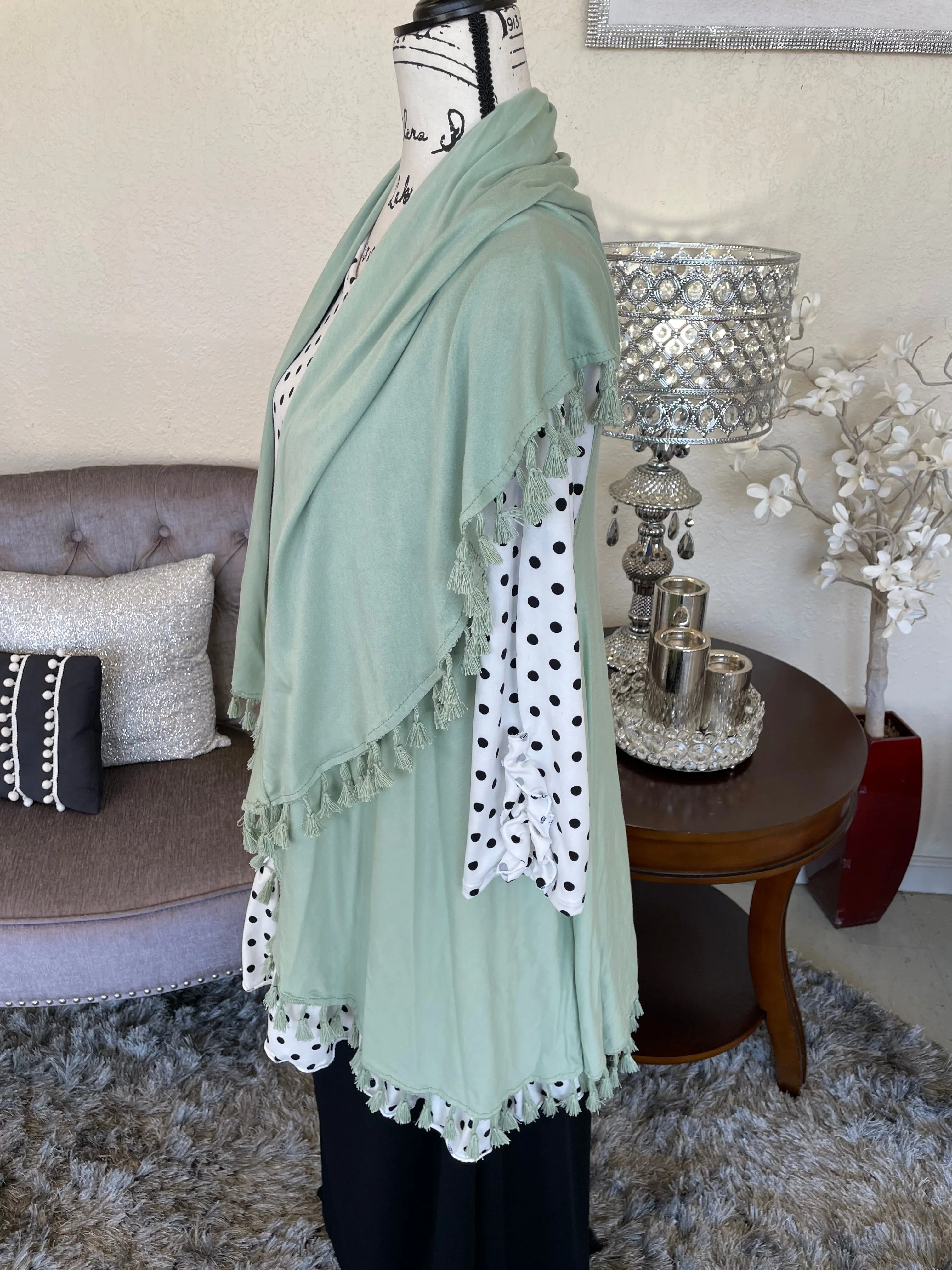 Green Frost Fringed Top