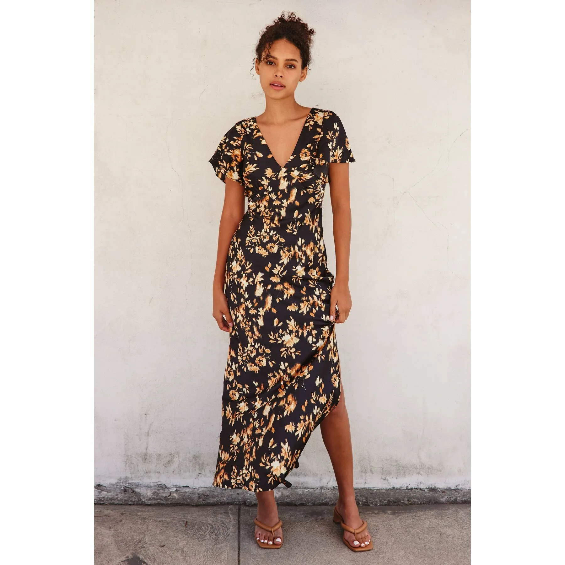 It Depends Flutter Sleeve Maxi Dress