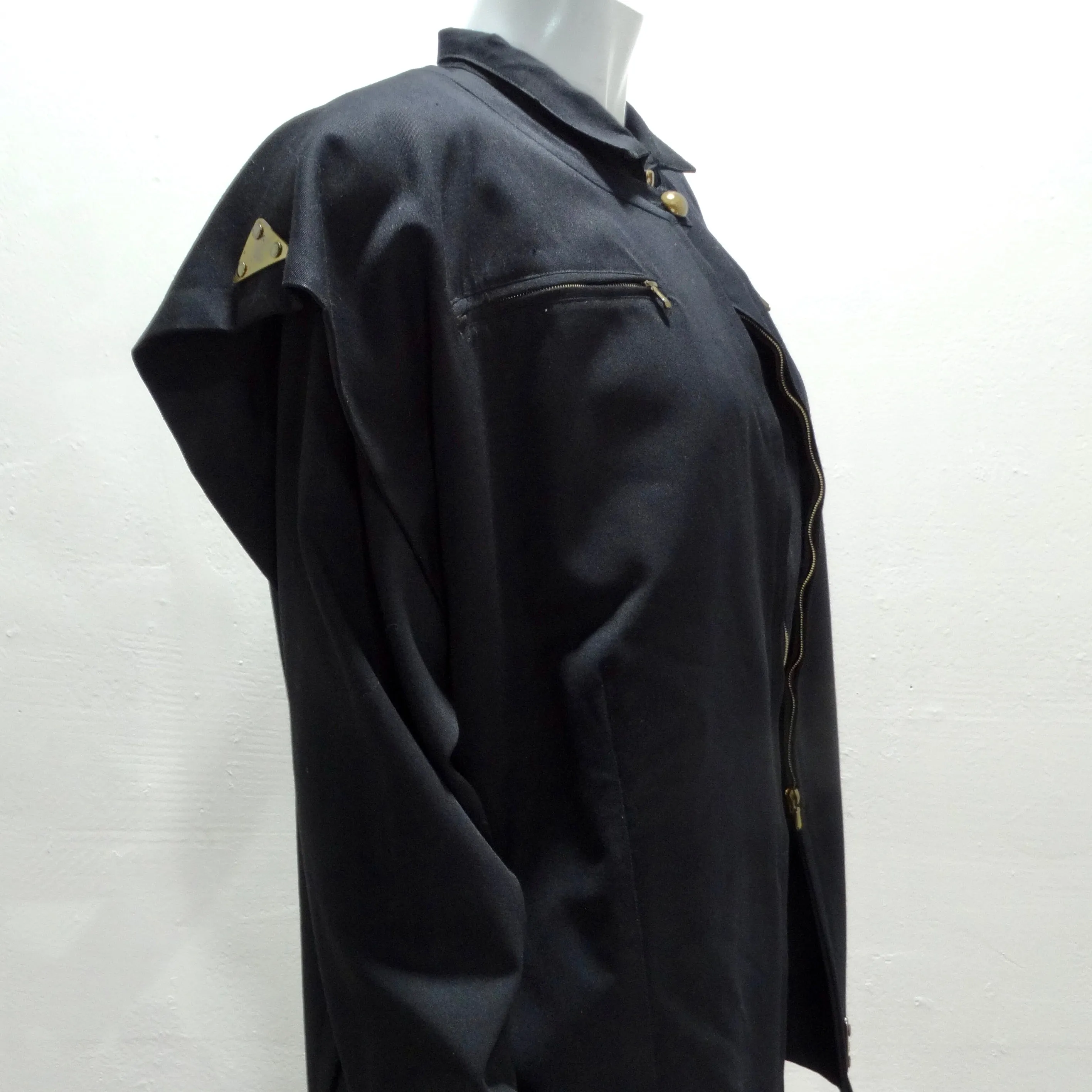 Jean Claude De Luca 1980s Black Utility Dress and Vest Set