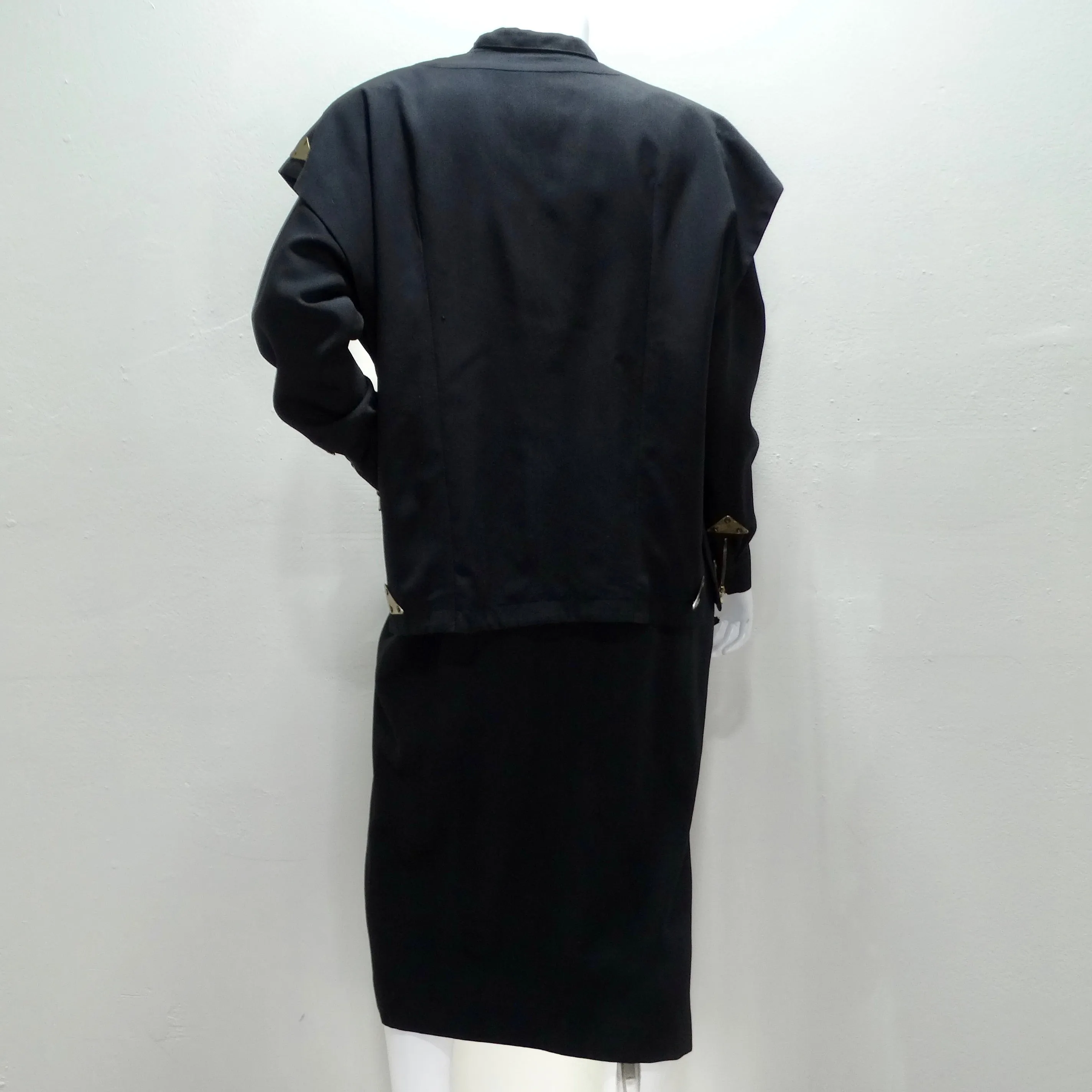 Jean Claude De Luca 1980s Black Utility Dress and Vest Set