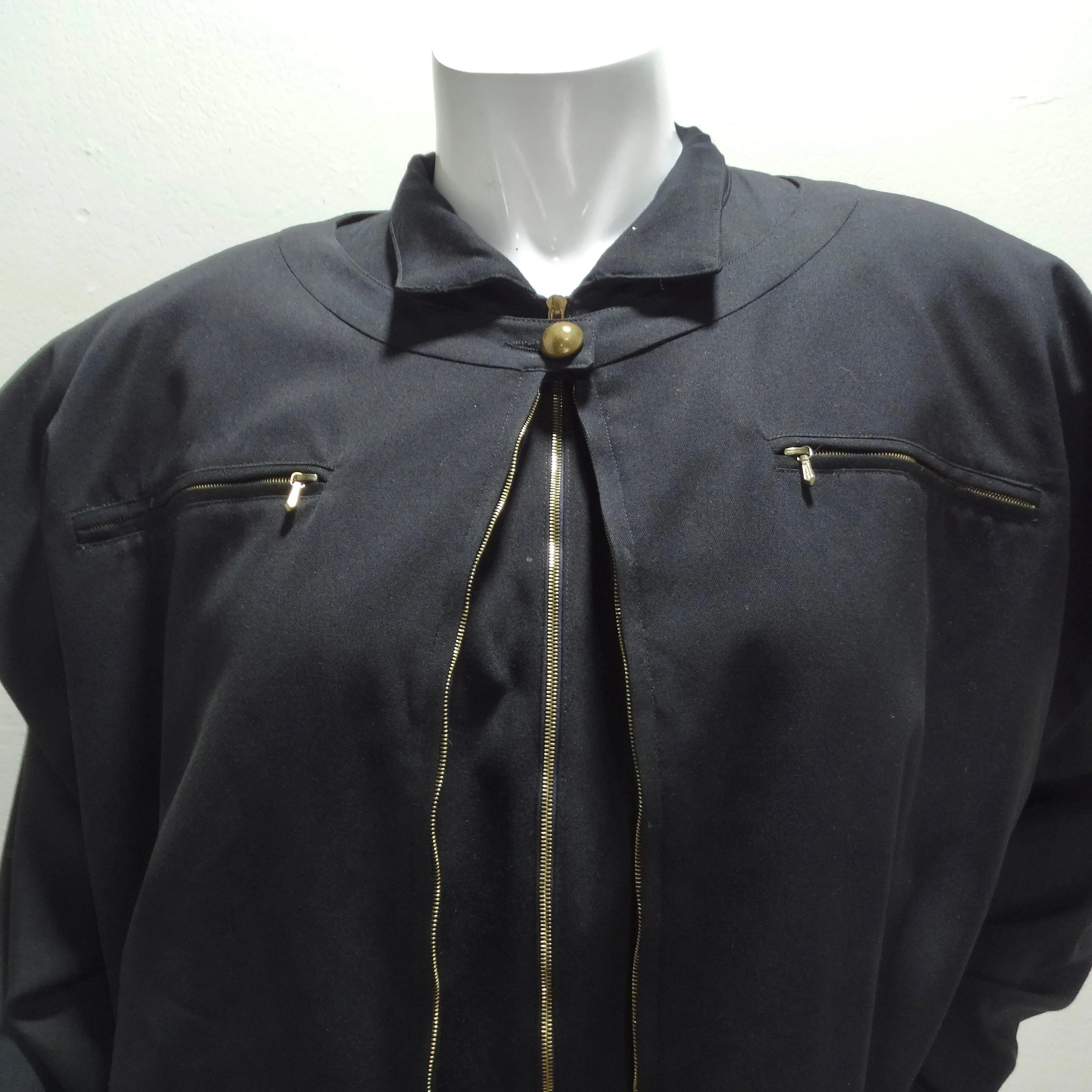 Jean Claude De Luca 1980s Black Utility Dress and Vest Set