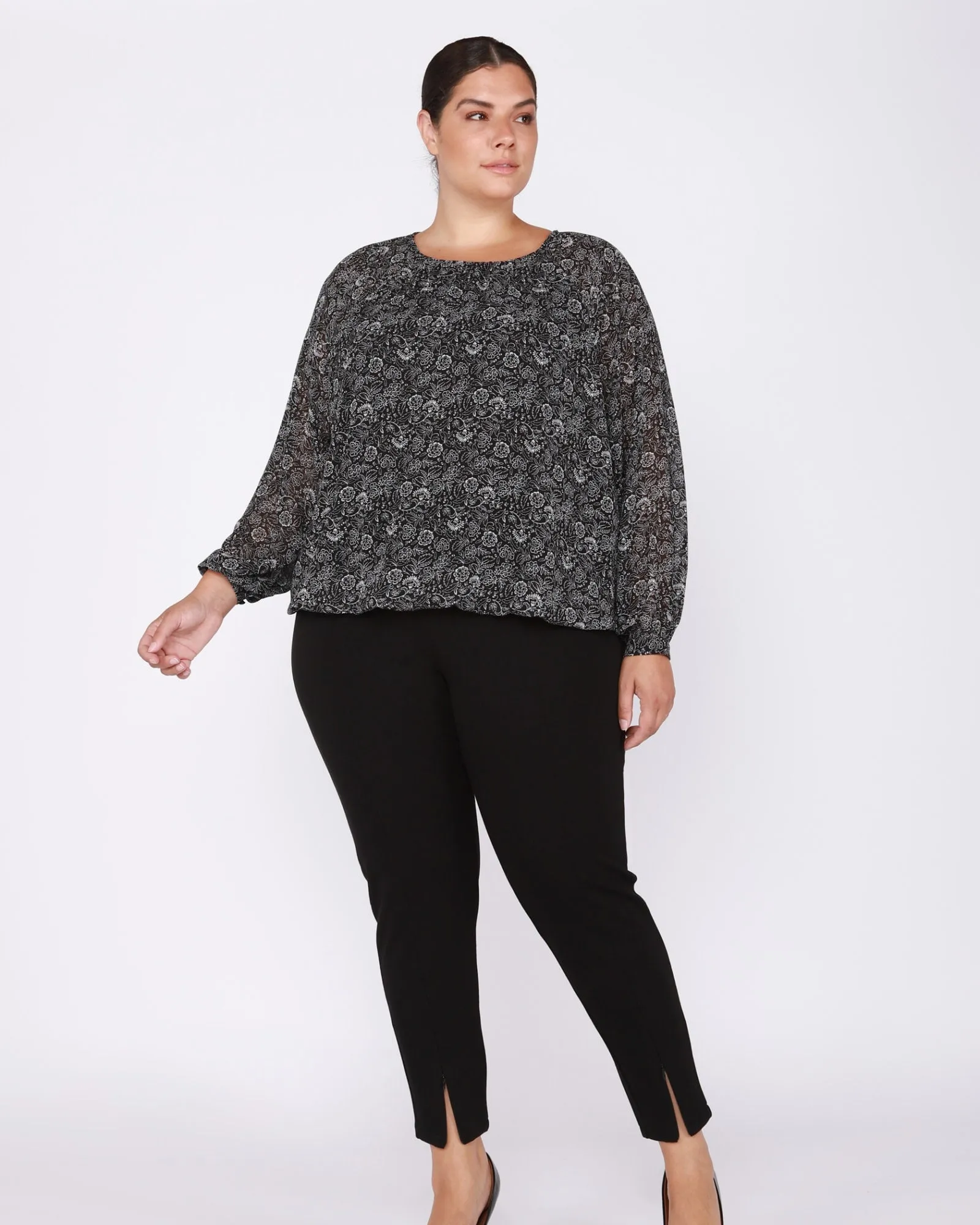 Jina Zip Slit Front Leggings | Black
