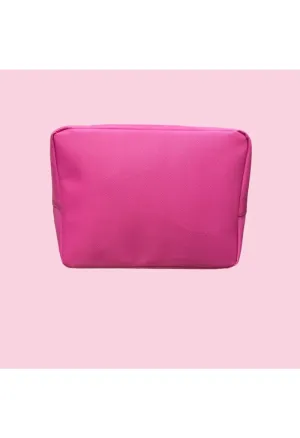 Large Pillow Talk Cosmetic Bag-Leather Hot Pink