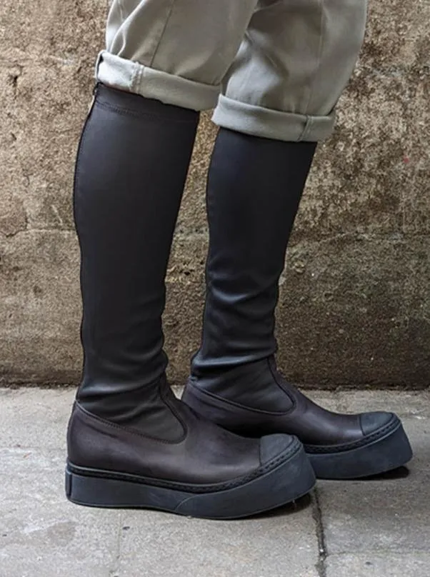Lofina Stretch Leather Under-Knee Boots 2724 - Carbon