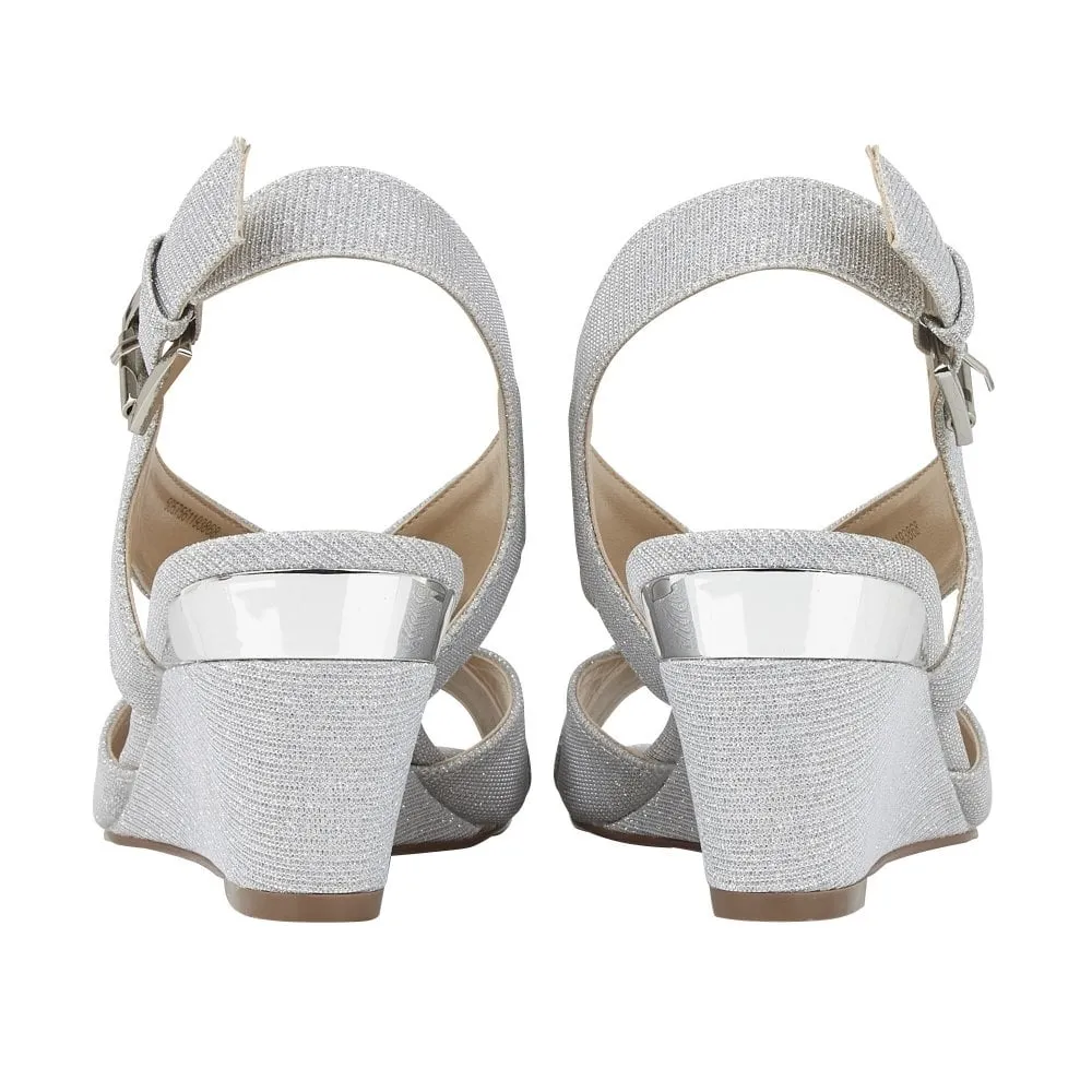 Lotus Adiva SILVER Shimmer Sling Back Shoe.
