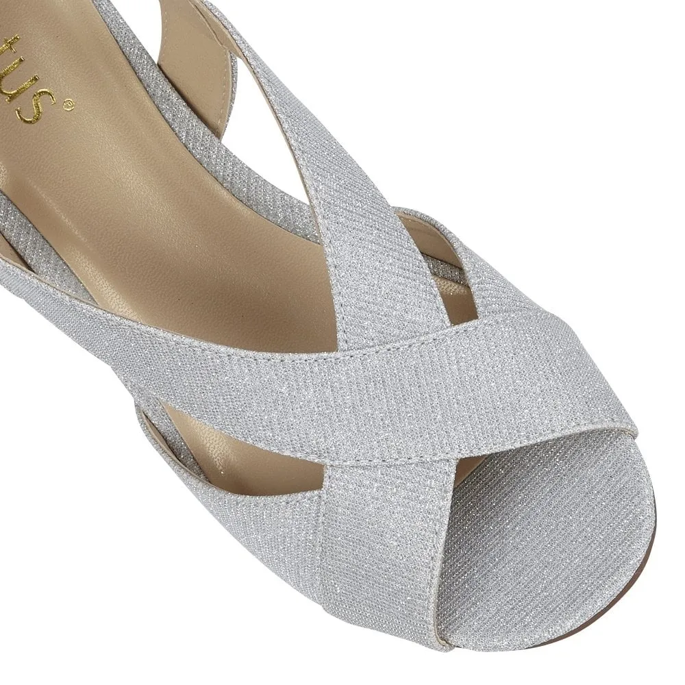 Lotus Adiva SILVER Shimmer Sling Back Shoe.