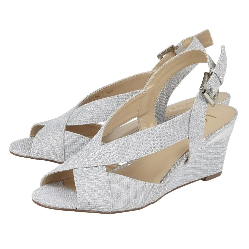 Lotus Adiva SILVER Shimmer Sling Back Shoe.