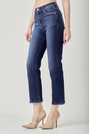 Maya High Rise Dark Wash Crop Risen Jeans