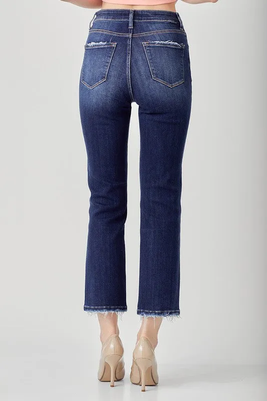 Maya High Rise Dark Wash Crop Risen Jeans