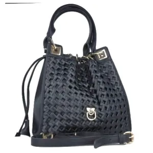 MB EOFOR 85407 BLACK Leatherette with Gold Accessories Handbag