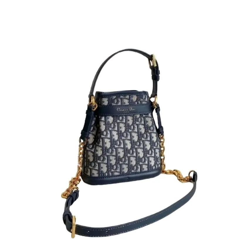 Medium C'est Dior Bag Blue Dior Oblique Jacquard Blue Leather