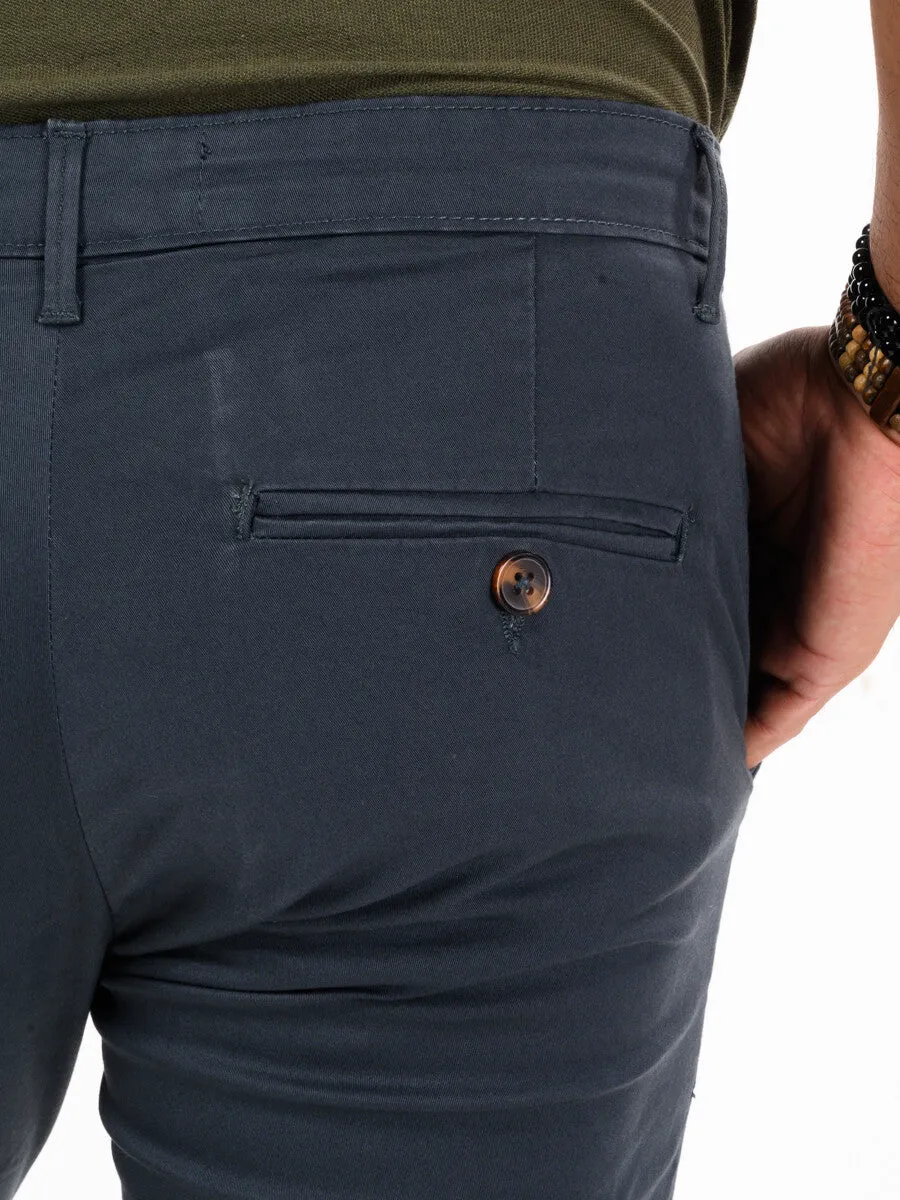 Men Space Blue Slim Fit Stretch Chino Pant