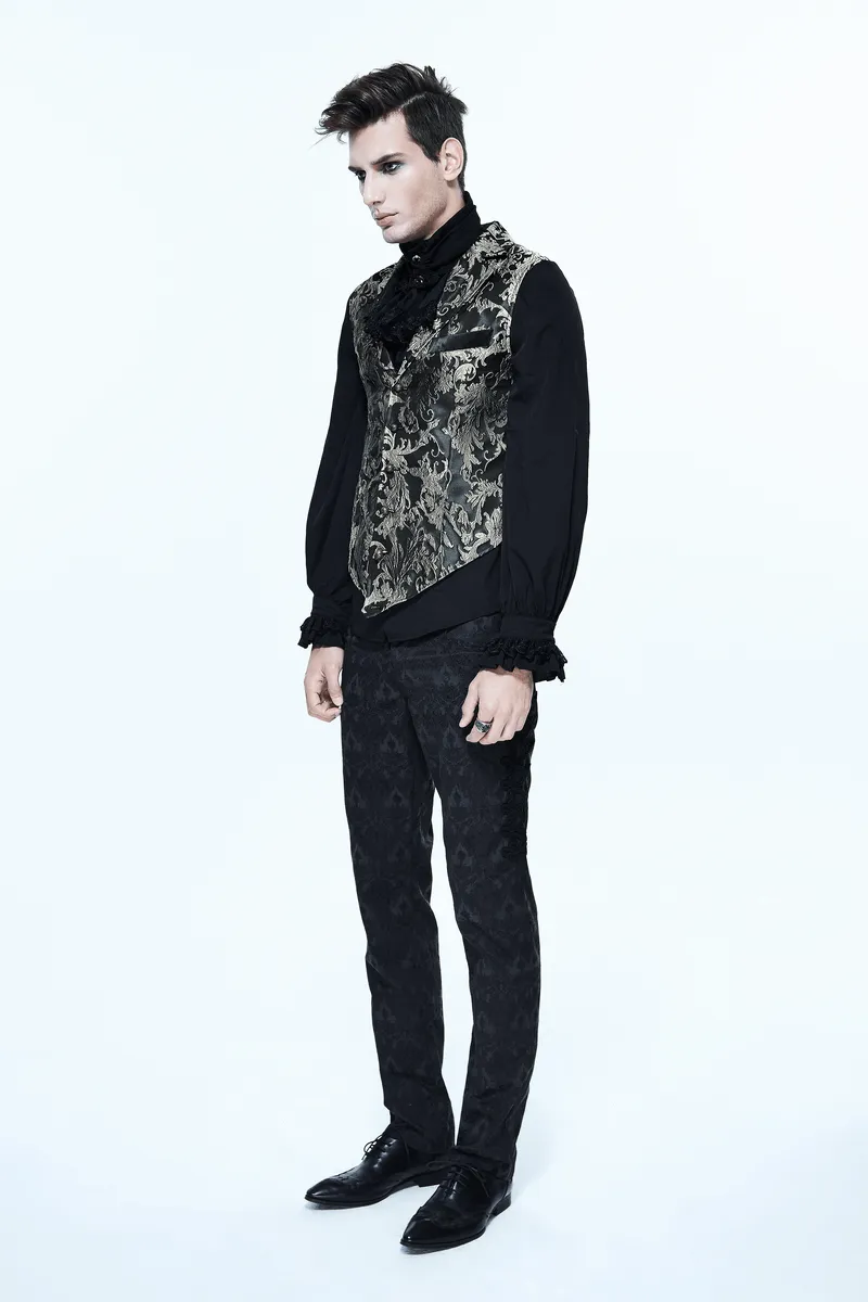 Men's Gothic Embroidered Waistcoat / Steampunk Turn-down Collar Waistcoat