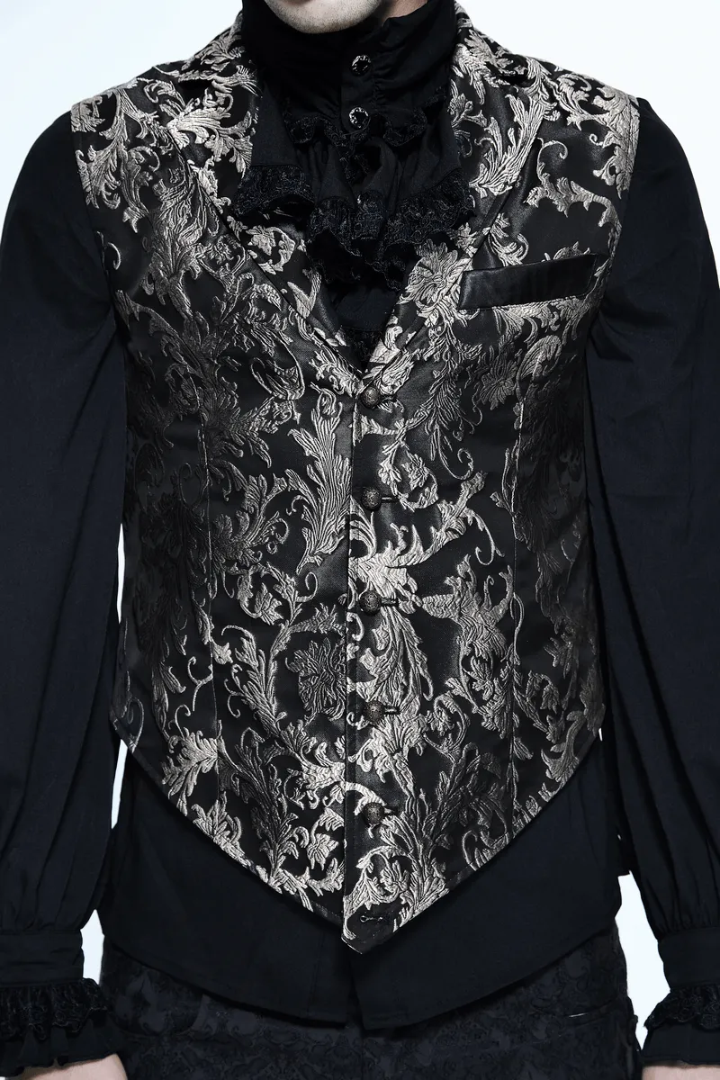 Men's Gothic Embroidered Waistcoat / Steampunk Turn-down Collar Waistcoat