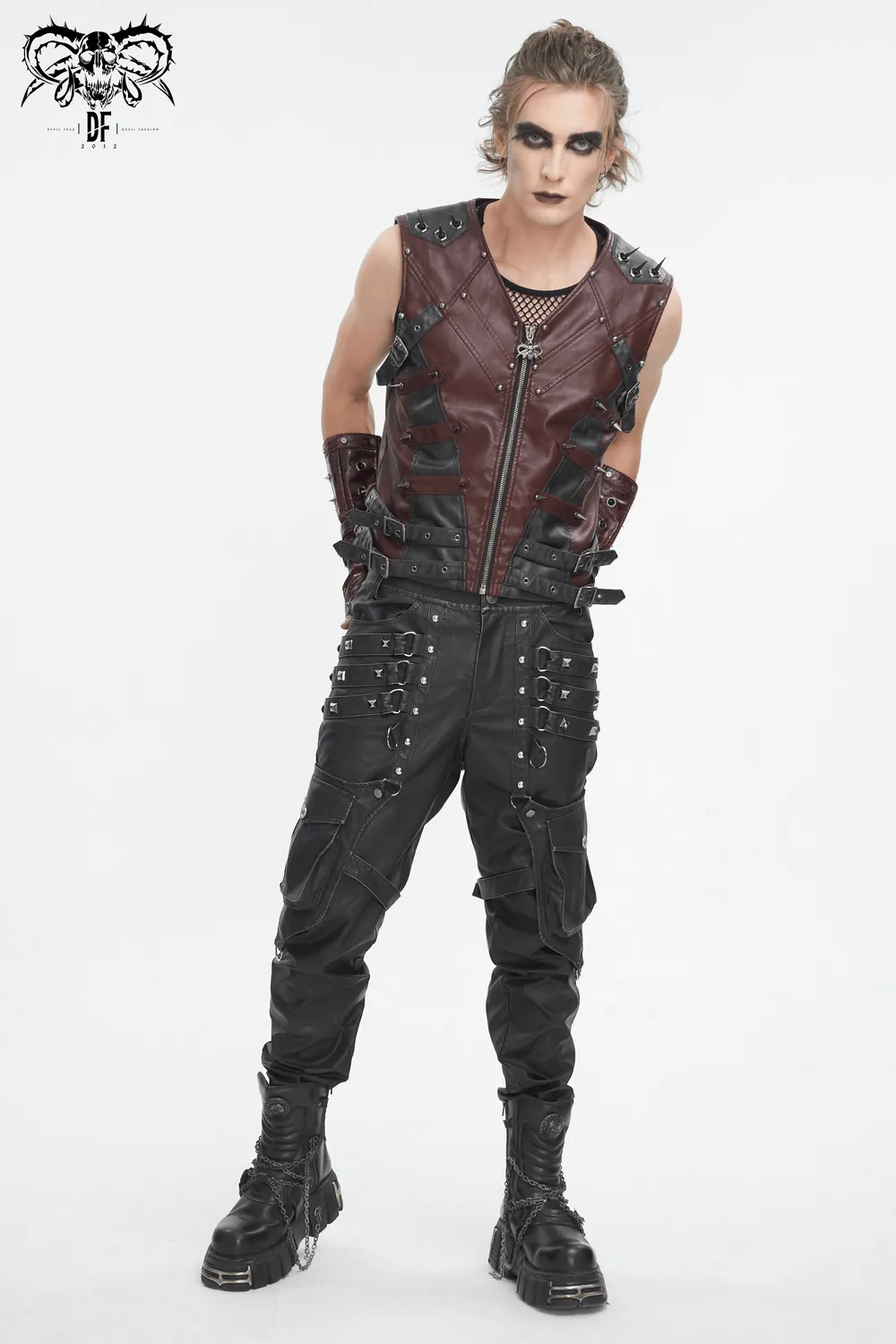 Men's Gothic Punk Studded Synthetic Leather Vest