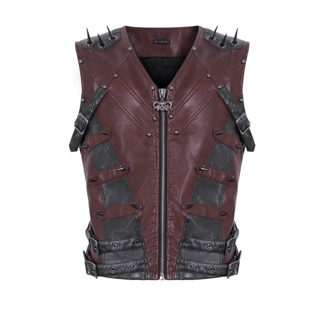 Men's Gothic Punk Studded Synthetic Leather Vest