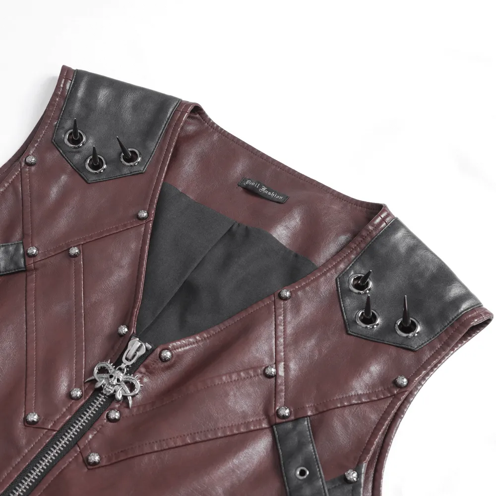 Men's Gothic Punk Studded Synthetic Leather Vest