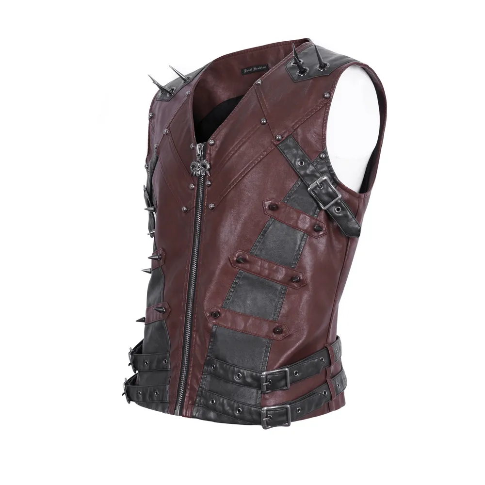 Men's Gothic Punk Studded Synthetic Leather Vest