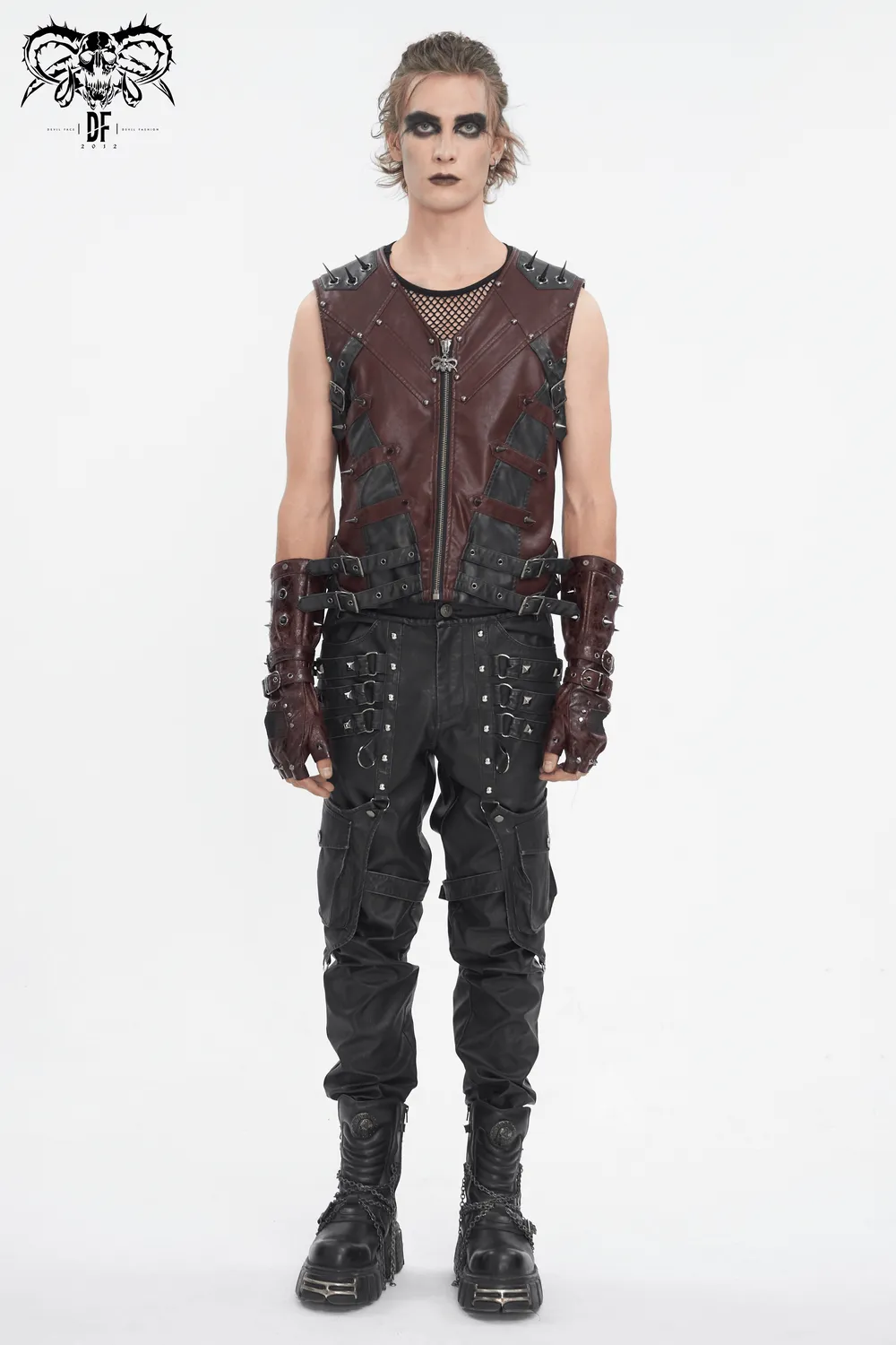 Men's Gothic Punk Studded Synthetic Leather Vest