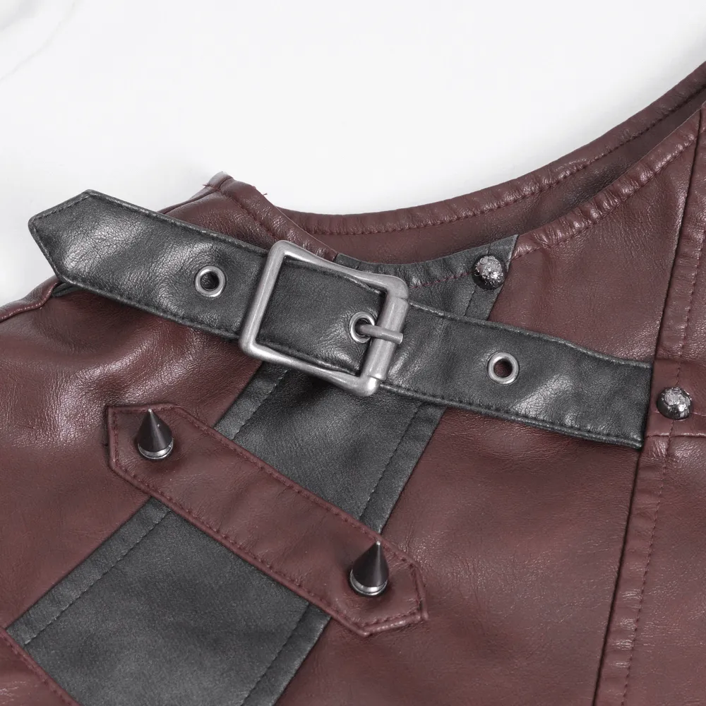 Men's Gothic Punk Studded Synthetic Leather Vest