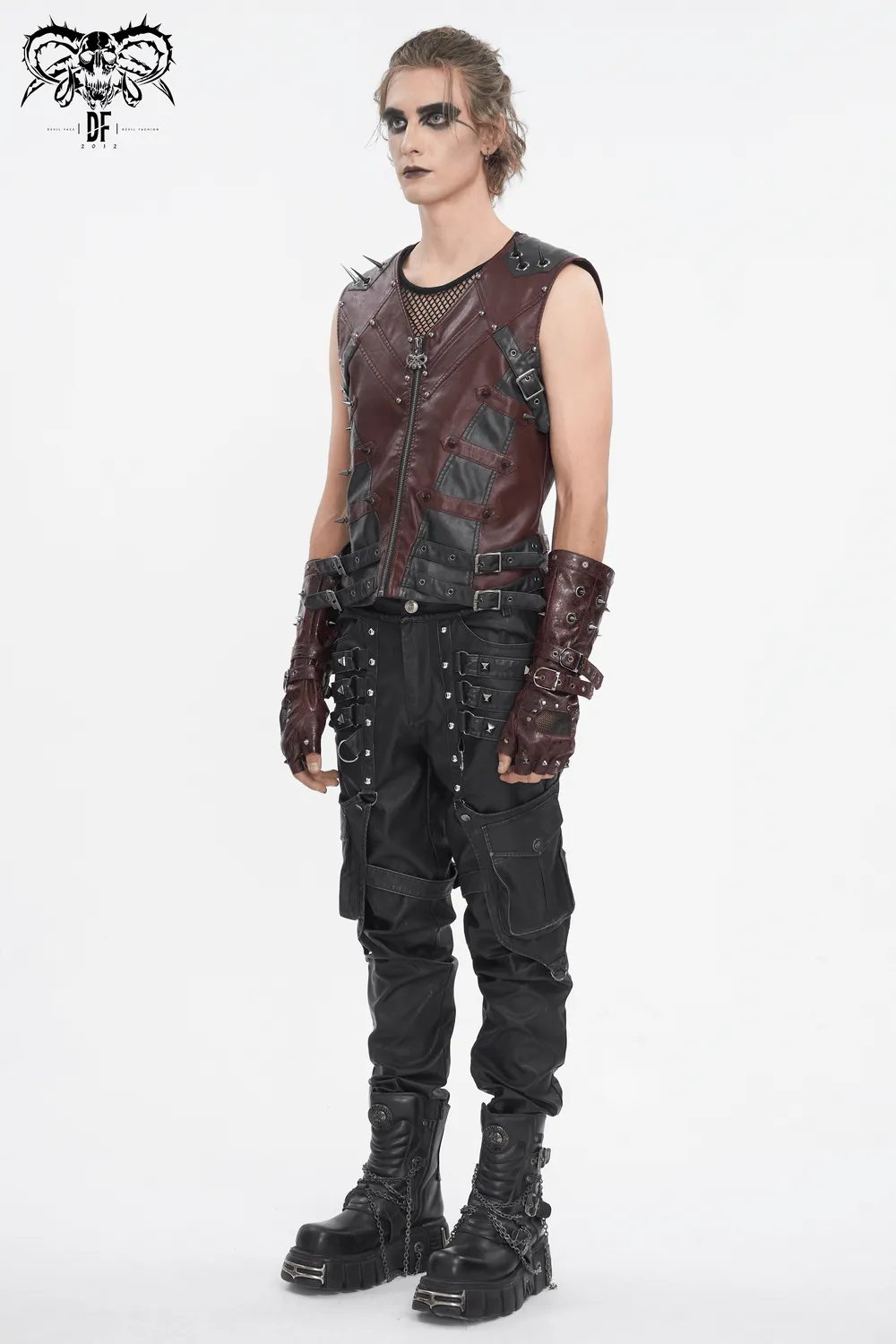 Men's Gothic Punk Studded Synthetic Leather Vest