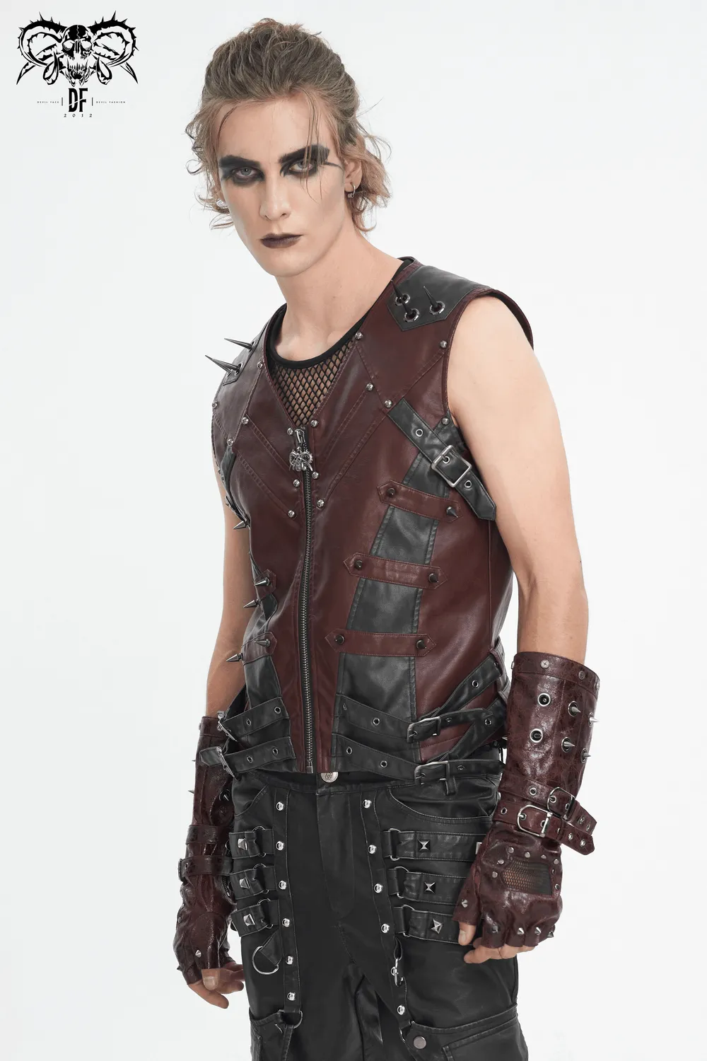 Men's Gothic Punk Studded Synthetic Leather Vest