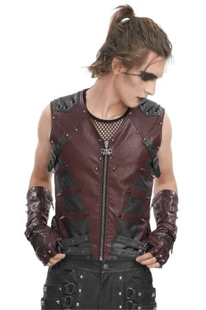 Men's Gothic Punk Studded Synthetic Leather Vest