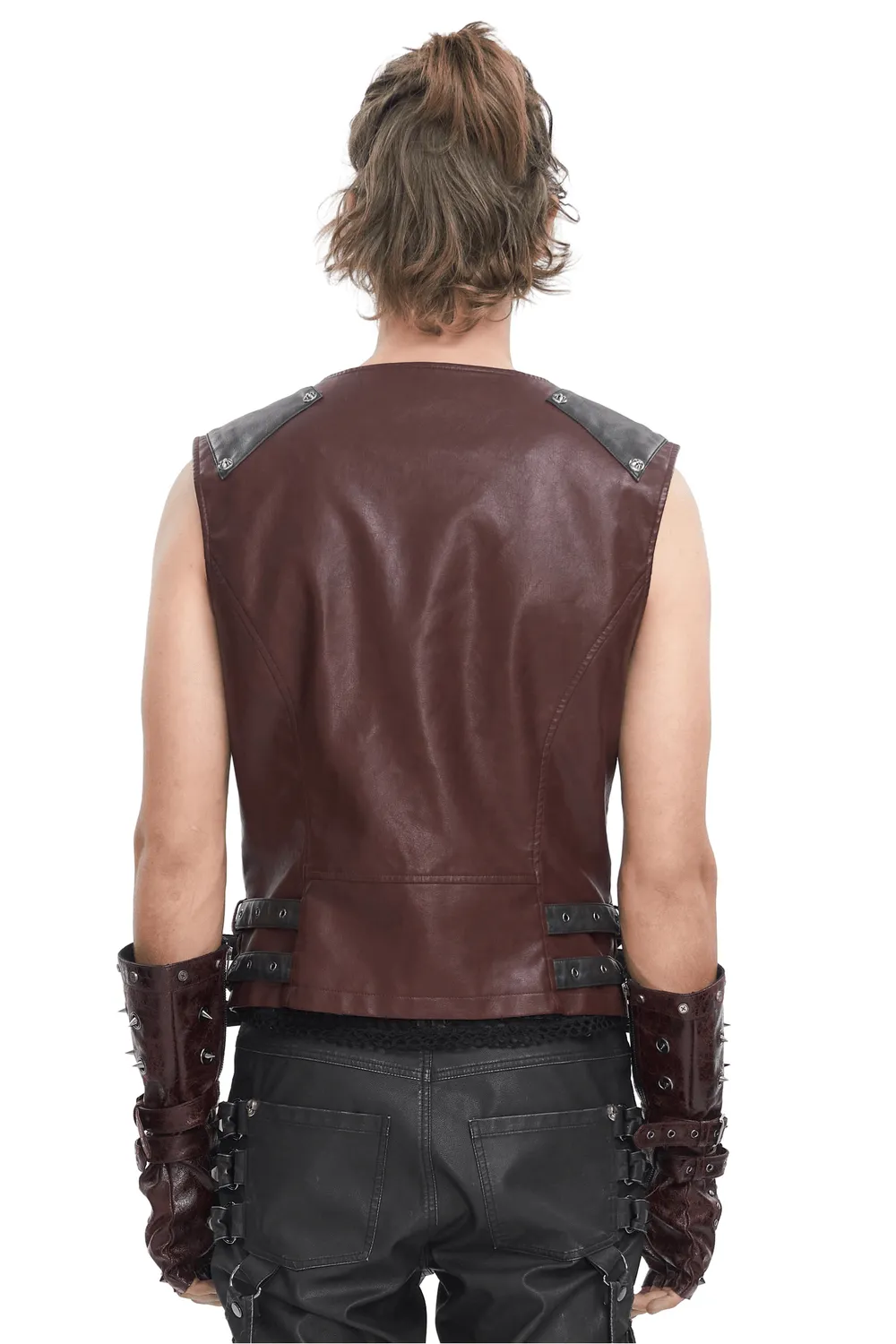 Men's Gothic Punk Studded Synthetic Leather Vest