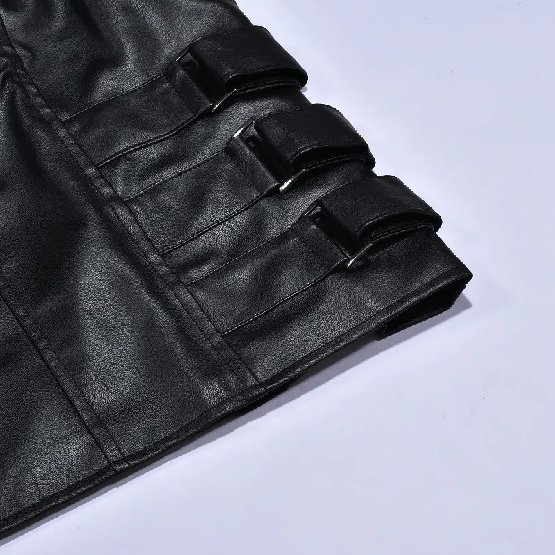 Motorcycle Men's Real Leather Vest with Zipper / Punk Male Clothes