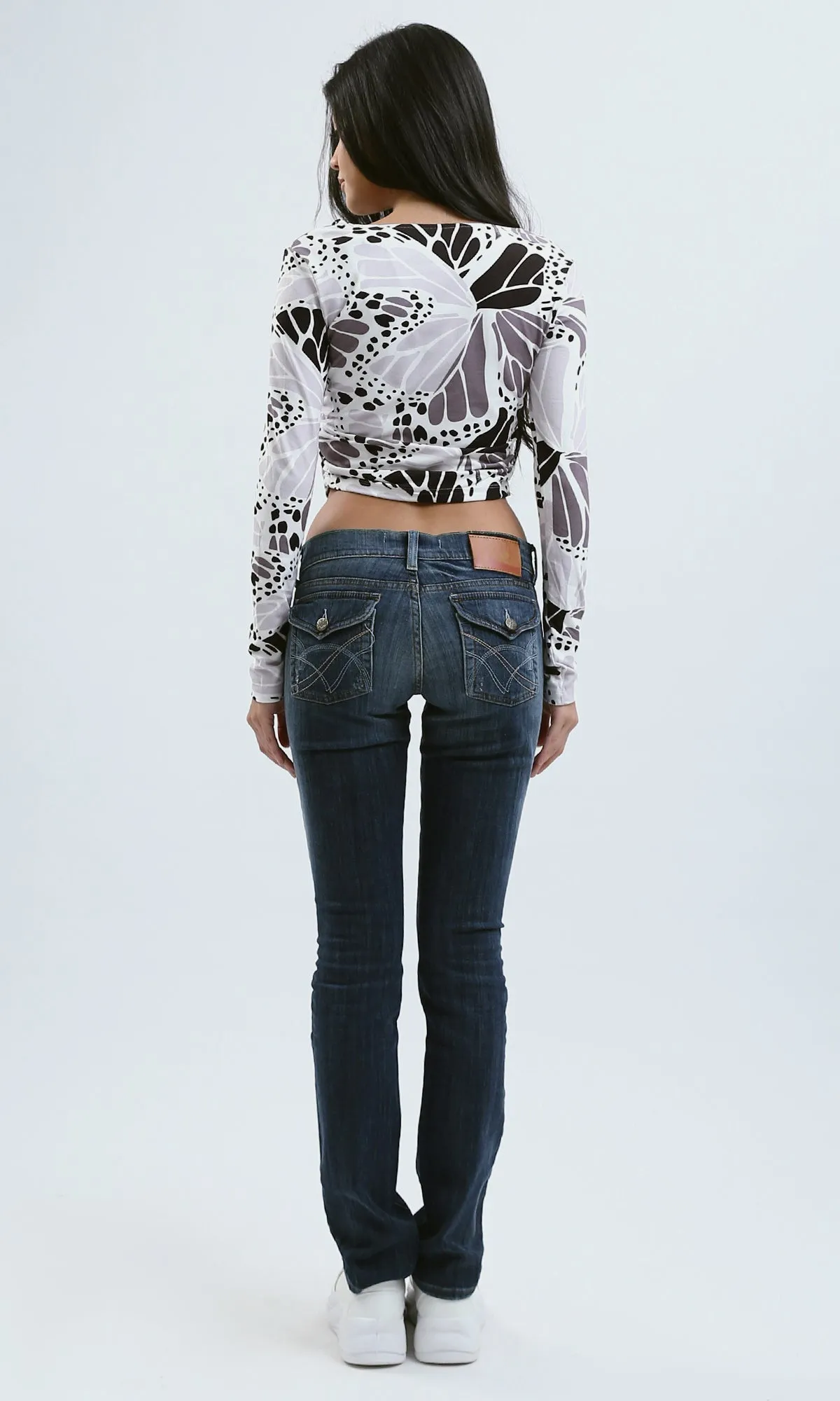 O187837 Grey & Black Crew Neck Top With Elastic Sides
