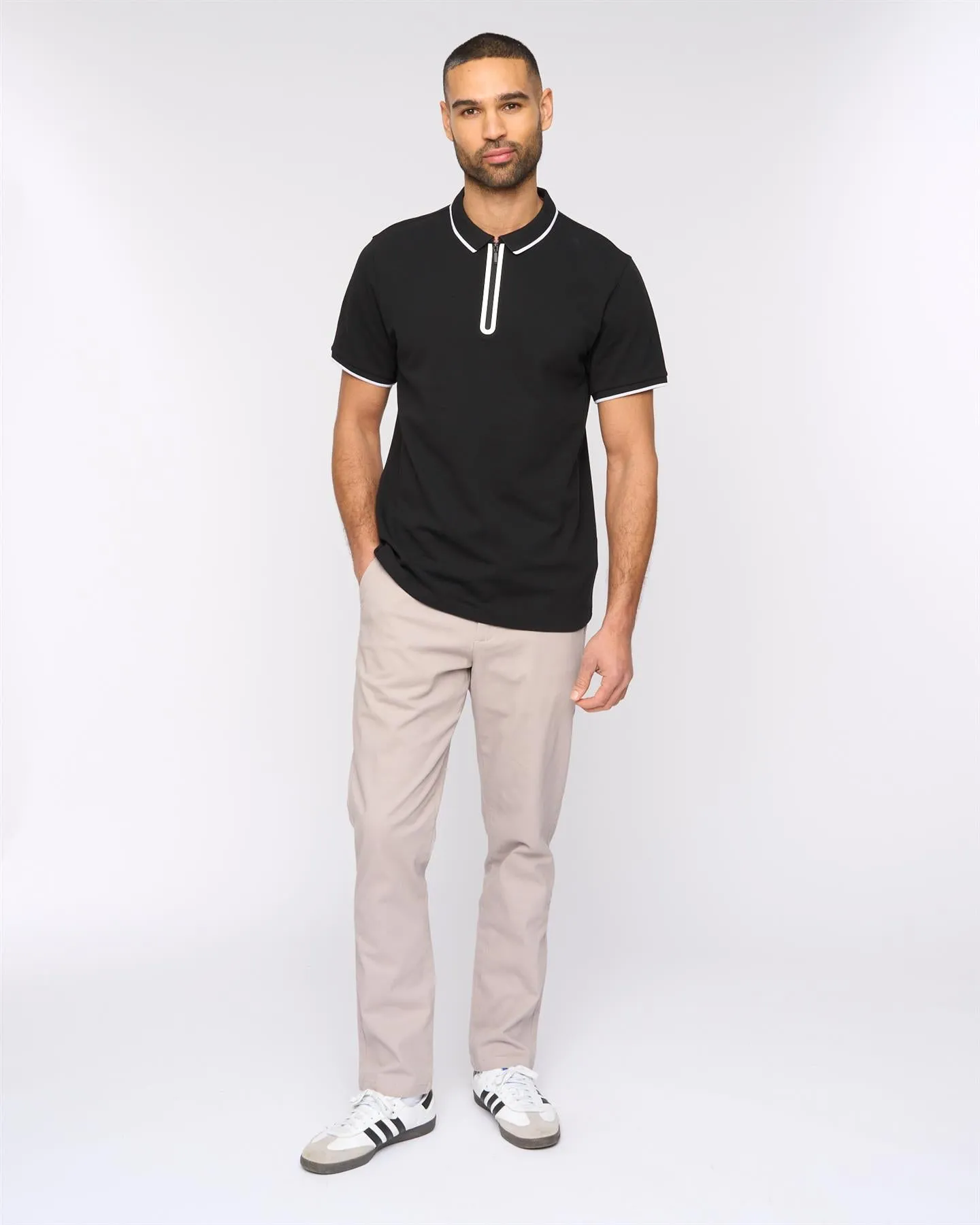Oakden Zip Front Polo Black