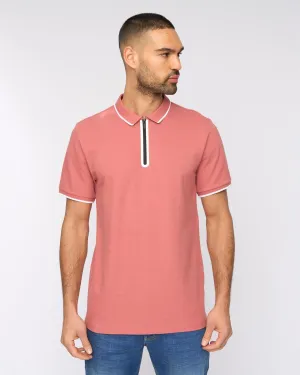 Oakden Zip Front Polo Pink
