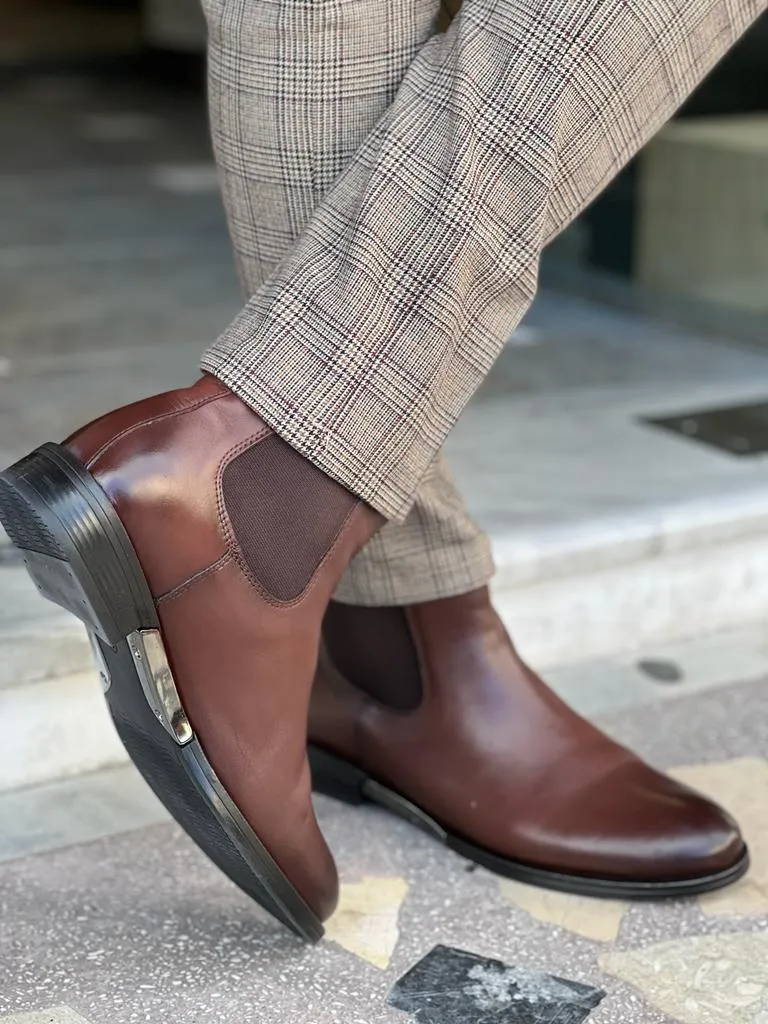 Olena Brown Leather Chelsea Boots