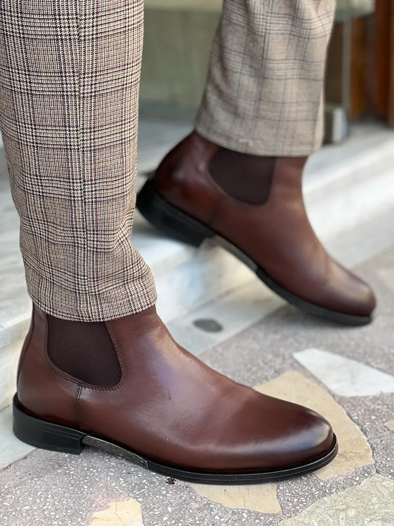 Olena Brown Leather Chelsea Boots