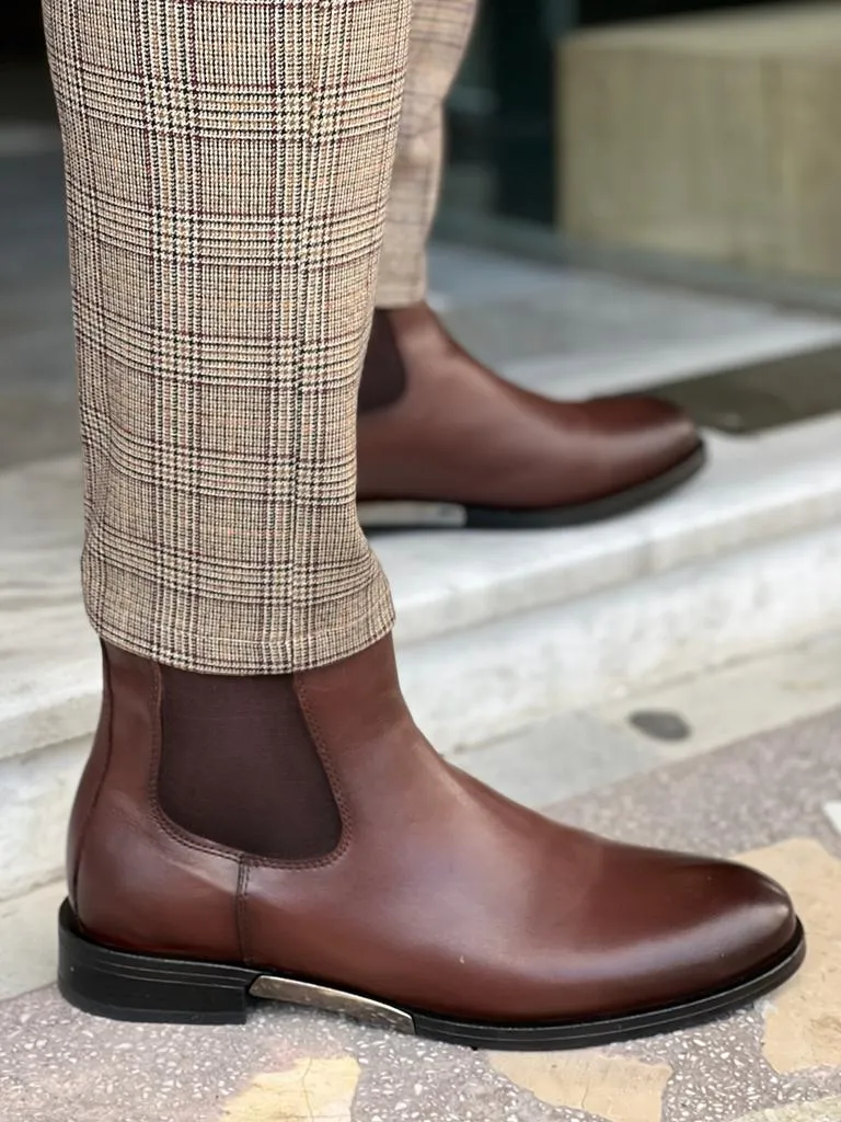 Olena Brown Leather Chelsea Boots