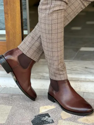 Olena Brown Leather Chelsea Boots