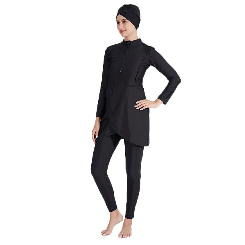 Plus Size 3PCS Muslim Swimwear Burkini - top   pants   hijab