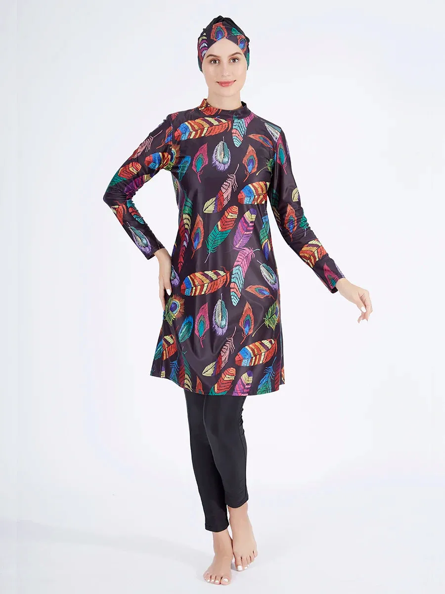 Plus Size 3PCS Muslim Swimwear Burkini - top   pants   hijab