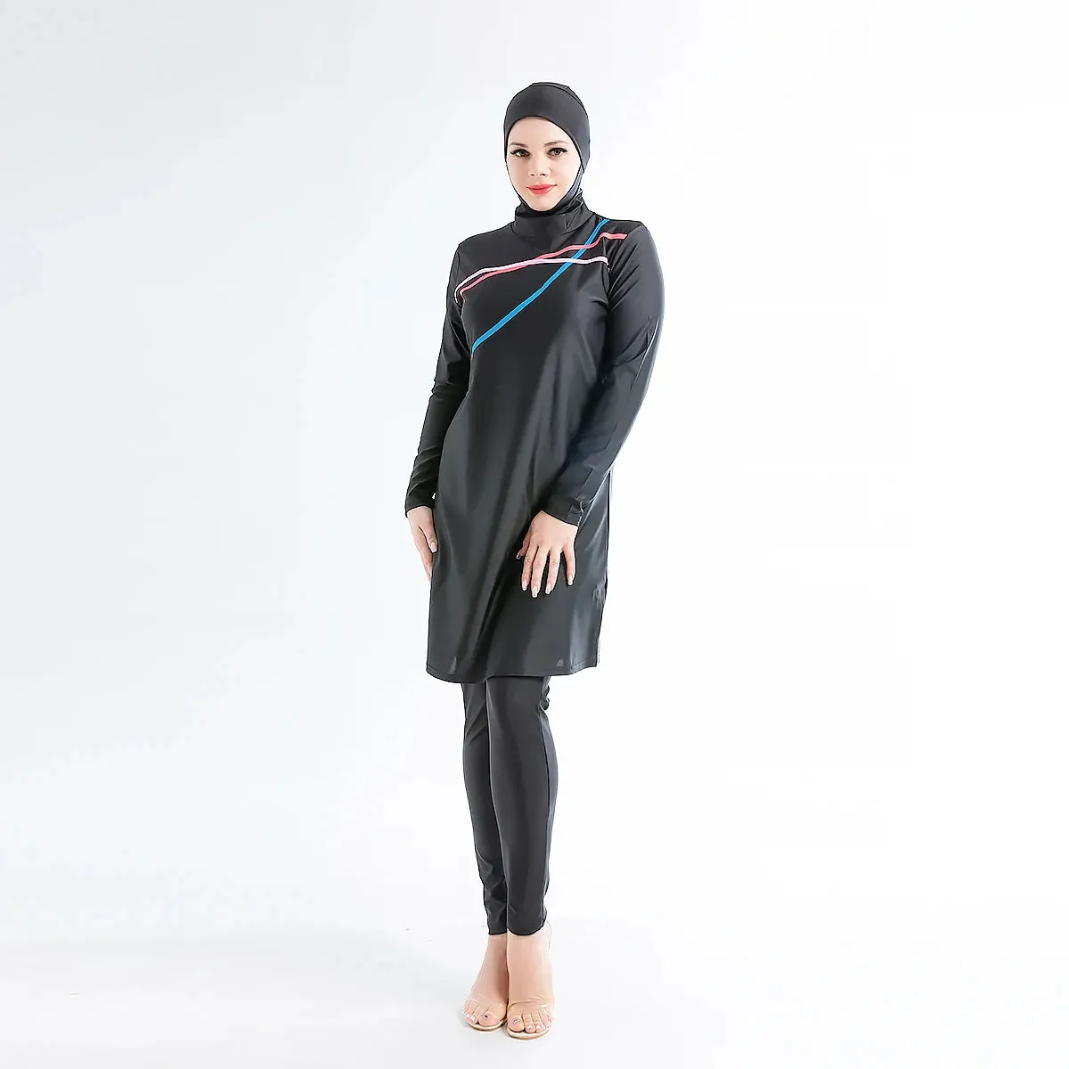 Plus Size 3PCS Muslim Swimwear Burkini - top   pants   hijab