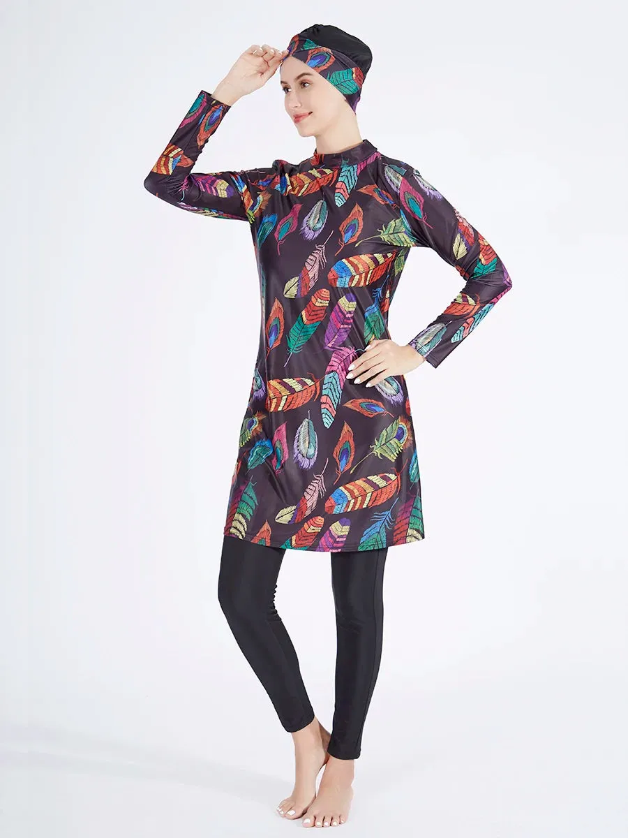 Plus Size 3PCS Muslim Swimwear Burkini - top   pants   hijab