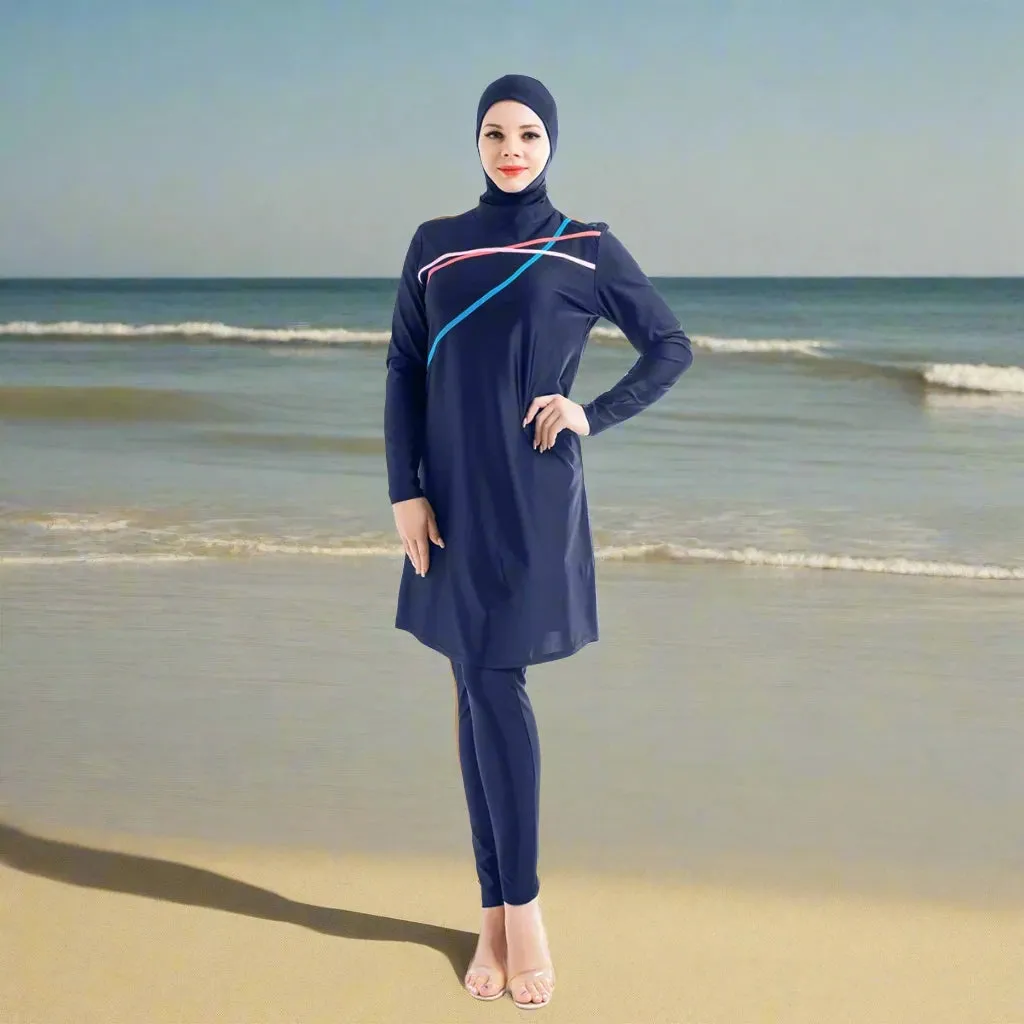 Plus Size 3PCS Muslim Swimwear Burkini - top   pants   hijab