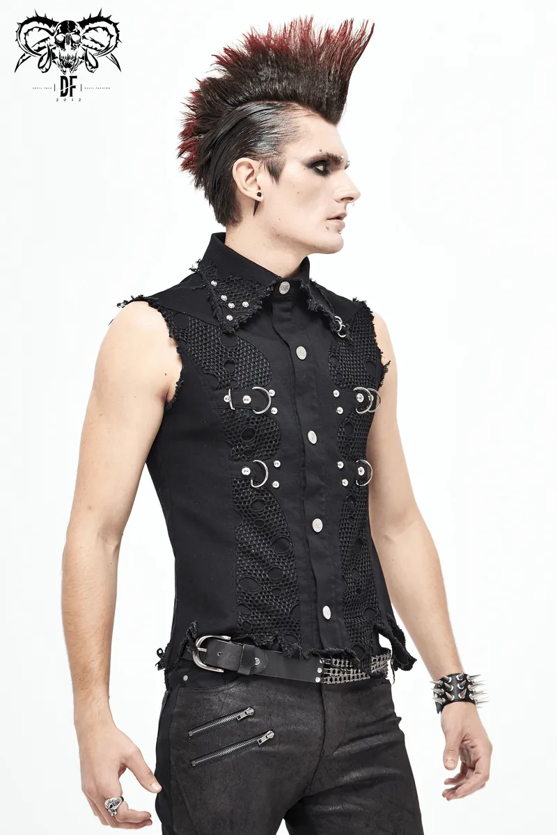 Punk Heavy Metal Men's Waistcoat With Loops And Buckles / Arternative Male Clothing