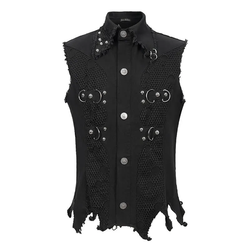 Punk Heavy Metal Men's Waistcoat With Loops And Buckles / Arternative Male Clothing