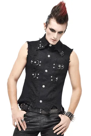 Punk Heavy Metal Men's Waistcoat With Loops And Buckles / Arternative Male Clothing