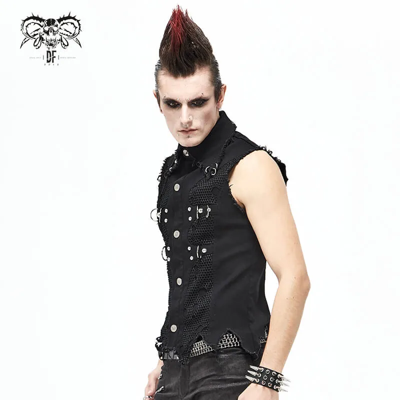 Punk Heavy Metal Men's Waistcoat With Loops And Buckles / Arternative Male Clothing